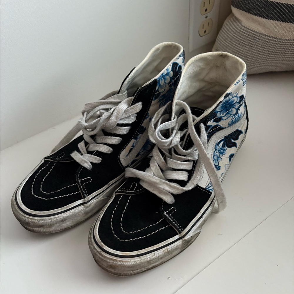 Vans Black and Blue Floral Sneakers